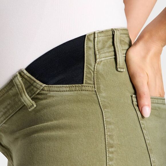 Under The Belly Sailor Wide Leg Maternity Jeans -  Olive Green - Picture 4 of 4